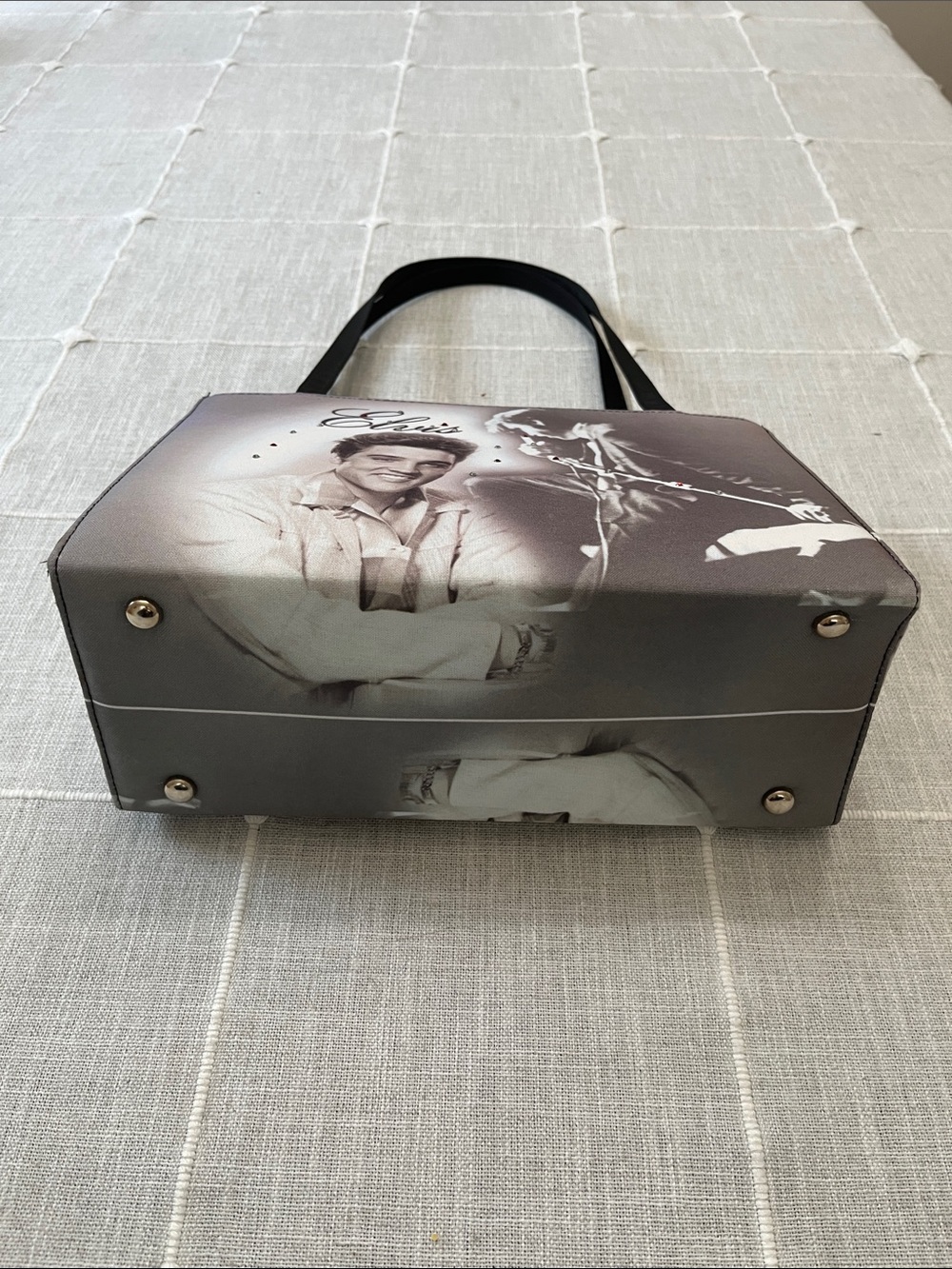 ELVIS Graphic Shoulder Tote Bag - Black/Gray - Picture 5 of 9